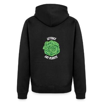 Salat essen Pflanzen Lustig Vegan - Unisex Premium Bio Zip Hoodie - Schwarz - Hinten - Nico (187cm)