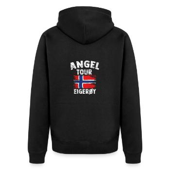 EIGERÖY - Fishing Tour 2023 Norway Gift - Unisex Premium Organic Zip Hoodie - black - Back - Nico (187cm)