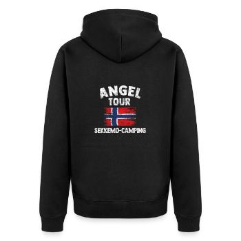 SEKKEMO - Angel Tour Norvège Personnalisable - Veste à capuche bio Premium Unisexe - noir - Dos - Nico (187cm)