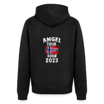 BODÖ 2023 - Angel Tour Norwegen Geschenk - Unisex Premium Bio Zip Hoodie - Schwarz - Hinten - Nico (187cm)
