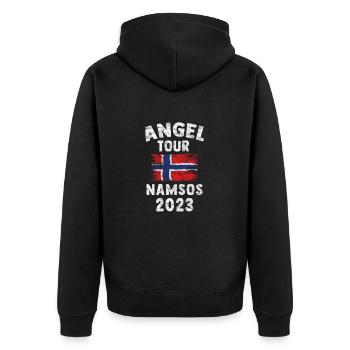 NAMSOS 2023 - Angel Tour Norwegen Personalisierbar - Unisex Premium Bio Zip Hoodie - Schwarz - Hinten - Nico (187cm)