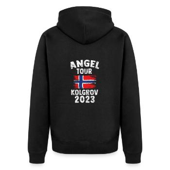 KOLGROV 2023 Angel Tour Norwegen Personalisierbar - Unisex Premium Bio Zip Hoodie - Schwarz - Hinten - Nico (187cm)