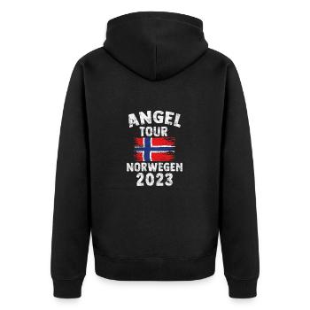 NORWEGEN 2023 - Angel Tour Norge Personalisierbar - Unisex Premium Bio Zip Hoodie - Schwarz - Hinten - Nico (187cm)