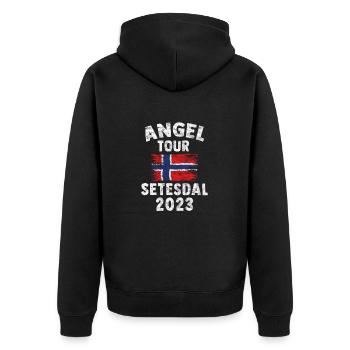 SETESDAL 2023 Fishing Tour Norway Customizable - Unisex Premium Organic Zip Hoodie - black - Back - Nico (187cm)