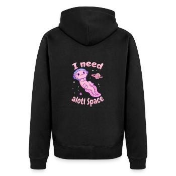 I Need Alotl Space Axolotl - Unisex Premium Organic Zip Hoodie - black - Back - Nico (187cm)