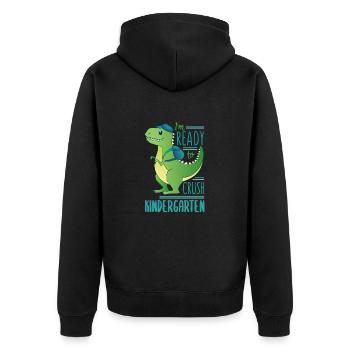 I'm Ready To Crush Kindergarten Dinosaur - Unisex Premium Organic Zip Hoodie - black - Back - Nico (187cm)