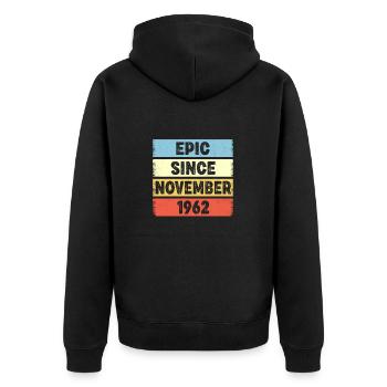 60 Years Old Epic Since November 1962 60th - Unisex Premium Organic Zip Hoodie - black - Back - Nico (187cm)