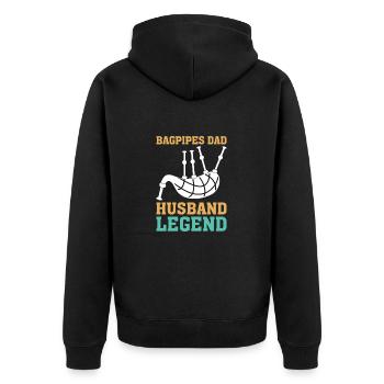 Bagpipes Father Bagpipe Musician Papa - Unisex Premium Organic Zip Hoodie - black - Back - Nico (187cm)