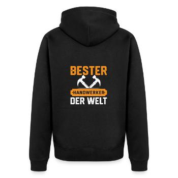 Bester Handwerker der Welt Lustig Handwerk - Unisex Premium Bio Zip Hoodie - Schwarz - Hinten - Nico (187cm)