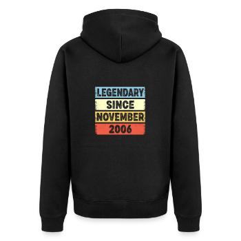 Legendary Since November 2006 16. Geburtstag - Unisex Premium Bio Zip Hoodie - Schwarz - Hinten - Nico (187cm)