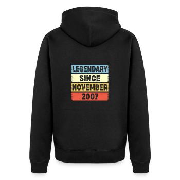 15 Years Old Legendary Since November 2007 15th - Unisex Premium Organic Zip Hoodie - black - Back - Nico (187cm)