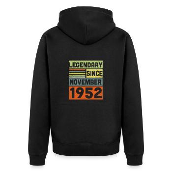 Legendary Since November 1952 70. Geburtstag - Unisex Premium Bio Zip Hoodie - Schwarz - Hinten - Nico (187cm)