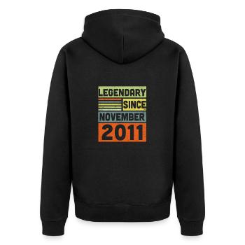 Legendary Since November 2011 11. Geburtstag - Unisex Premium Bio Zip Hoodie - Schwarz - Hinten - Nico (187cm)