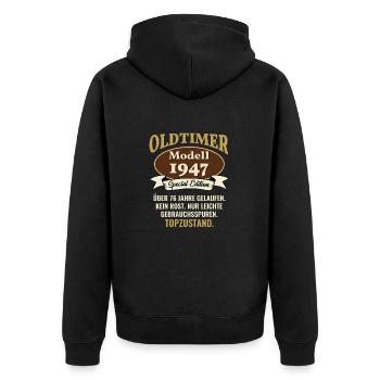 76 years oldtimer model 1947 76th birthday - Unisex Premium Organic Zip Hoodie - black - Back - Nico (187cm)