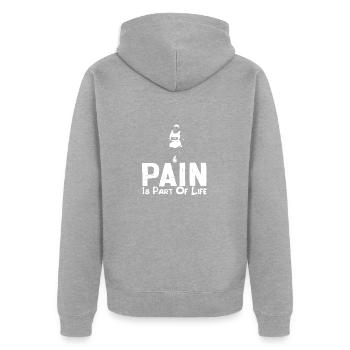 La douleur fait partie de Life RunMan - Veste à capuche bio Premium Unisexe - gris chiné - Dos - Nico (187cm)