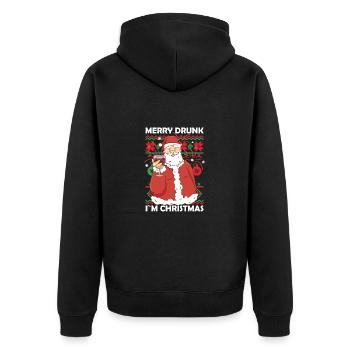 Merry Drunk Im Christmas Funny Santa Claus - Unisex Premium Bio Zip Hoodie - Schwarz - Hinten - Nico (187cm)