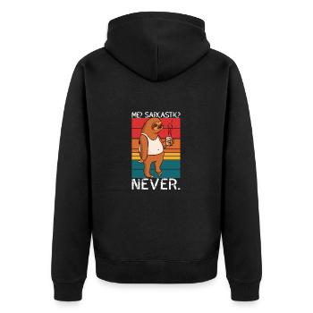 Me Sarcastic Never Sloth Saying - Unisex Premium Organic Zip Hoodie - black - Back - Nico (187cm)