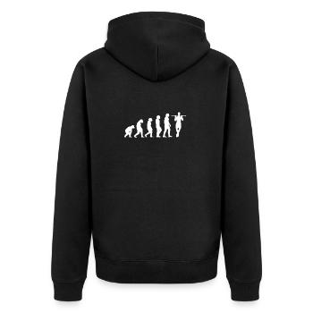 Fitness Calisthenics Evolution - Unisex Premium Bio Zip Hoodie - Schwarz - Hinten - Nico (187cm)
