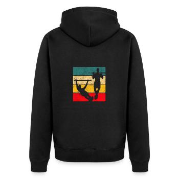 Retro Vintage Calisthenics Sunset - Unisex Premium Organic Zip Hoodie - black - Back - Nico (187cm)