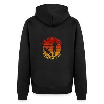 I Do Calisthenics Therefore I Am - Unisex Premium Organic Zip Hoodie - black - Back - Nico (187cm)