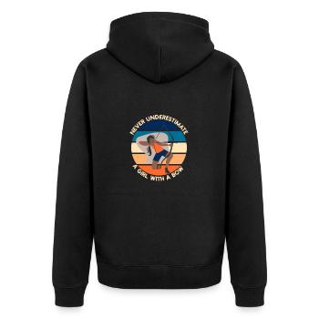 Never Underestimate A Girl With A Bow Archery - Unisex Premium Organic Zip Hoodie - black - Back - Nico (187cm)
