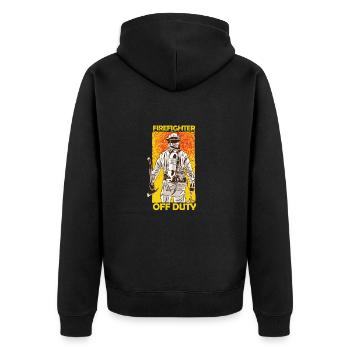 Retired Firefighter - Unisex Premium Organic Zip Hoodie - black - Back - Nico (187cm)