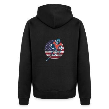 Football Américain Rétro Vintage Drapeau des États-Unis - Veste à capuche bio Premium Unisexe - noir - Dos - Nico (187cm)