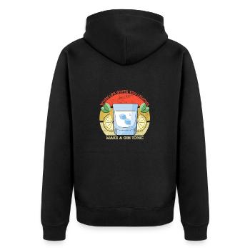 Das Leben gibt dir Zitronen Funny Gin Sprichwort - Unisex Premium Bio Zip Hoodie - Schwarz - Hinten - Nico (187cm)
