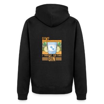 Lustiger Gin-Spruch - Unisex Premium Bio Zip Hoodie - Schwarz - Hinten - Nico (187cm)