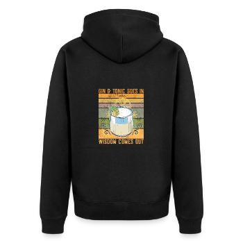 Gin In Wisome kommt heraus Lustiger Gin-Spruch - Unisex Premium Bio Zip Hoodie - Schwarz - Hinten - Nico (187cm)