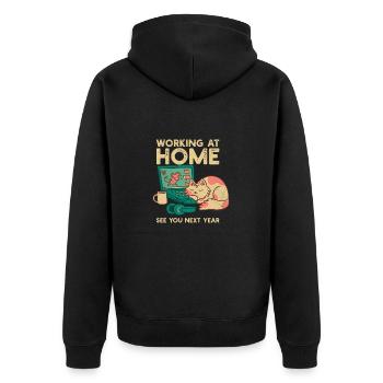 Drôle de chat de bureau à domicile disant à l’année prochaine - Veste à capuche bio Premium Unisexe - noir - Dos - Nico (187cm)