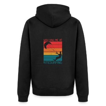 You Had Me At Kitesurfing - Unisex Premium Organic Zip Hoodie - black - Back - Nico (187cm)