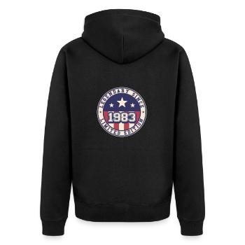Légendaire depuis 1983 40e anniversaire - Veste à capuche bio Premium Unisexe - noir - Dos - Nico (187cm)