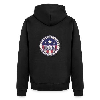Legendary Since 1993 30. Geburtstag - Unisex Premium Bio Zip Hoodie - Schwarz - Hinten - Nico (187cm)