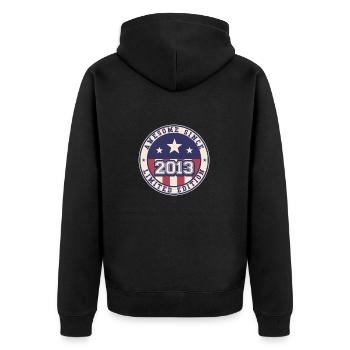 Awesome Since 2013 10. Geburtstag - Unisex Premium Bio Zip Hoodie - Schwarz - Hinten - Nico (187cm)
