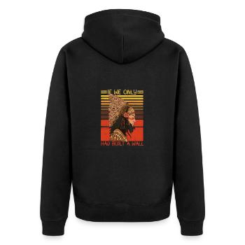 Wenn wir nur eine Mauer gebaut hätten Indianer - Unisex Premium Bio Zip Hoodie - Schwarz - Hinten - Nico (187cm)