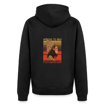 Fier d’être amérindien Potowatomi - Veste à capuche bio Premium Unisexe - noir - Dos - Nico (187cm)