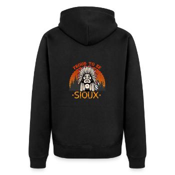 Stolz darauf, Sioux-Indianer zu sein - Unisex Premium Bio Zip Hoodie - Schwarz - Hinten - Nico (187cm)