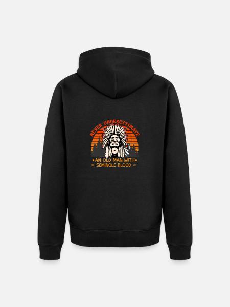 Never Underestimate Old Seminole Man - Unisex Premium Organic Zip Hoodie - black