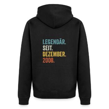 14 Jahre Legendär Seit Dezember 2008 14. - Unisex Premium Bio Zip Hoodie - Schwarz - Hinten - Nico (187cm)