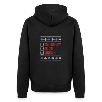 Nice Or Naughty Drunk Ugly Christmas - Unisex Premium Organic Zip Hoodie - black - Back - Nico (187cm)