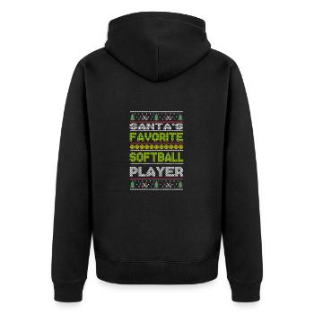 Santa's Favorite Softball Player Ugly Christmas - Unisex Premium Bio Zip Hoodie - Schwarz - Hinten - Nico (187cm)