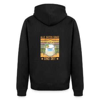 Alle Guten Dinge Sind Dry Lustiges Gin Wortspiel - Unisex Premium Bio Zip Hoodie - Schwarz - Hinten - Nico (187cm)