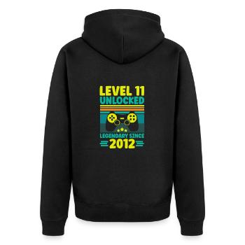 Level 11 Unlocked 2012 Zocken 11. Geburtstag Gamer - Unisex Premium Bio Zip Hoodie - Schwarz - Hinten - Nico (187cm)