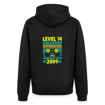 Niveau 14 débloqué 2009 Gaming 14th Birthday Gamer - Veste à capuche bio Premium Unisexe - noir - Dos - Nico (187cm)