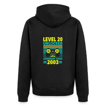 Level 20 Unlocked 2003 Zocken 20. Geburtstag Gamer - Unisex Premium Bio Zip Hoodie - Schwarz - Hinten - Nico (187cm)