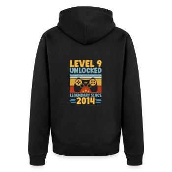 Level 9 Unlocked 2014 Zocken 9. Geburtstag Gamer - Unisex Premium Bio Zip Hoodie - Schwarz - Hinten - Nico (187cm)