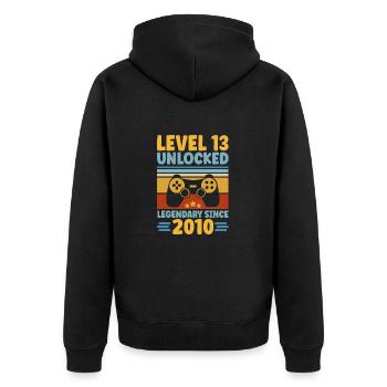 Niveau 13 Débloqué 2010 Gaming 13th Birthday Gamer - Veste à capuche bio Premium Unisexe - noir - Dos - Nico (187cm)