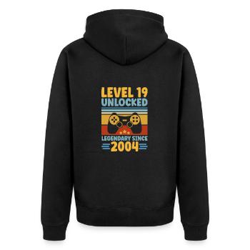 Level 19 Unlocked 2004 Zocken 19. Geburtstag Gamer - Unisex Premium Bio Zip Hoodie - Schwarz - Hinten - Nico (187cm)