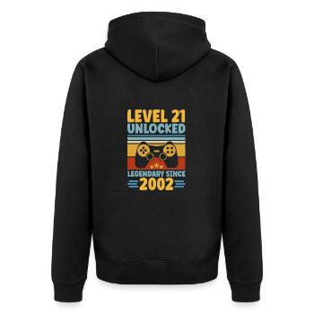 Level 21 Unlocked 2002 Zocken 21. Geburtstag Gamer - Unisex Premium Bio Zip Hoodie - Schwarz - Hinten - Nico (187cm)